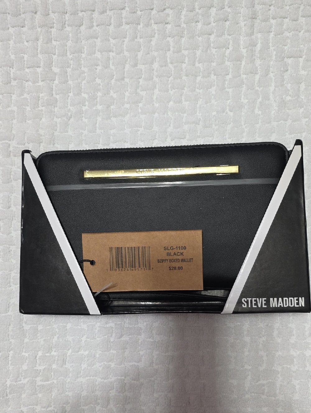 Steve Madden Black Wallet with Gold Bar Accent